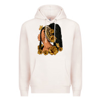 Pale Pink Gold roses afro woman Premium Hoodie - RanaPortraitStore
