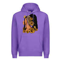 Purple Gold roses afro woman Premium Hoodie - RanaPortraitStore