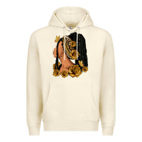 Gold Roses Afro Woman Premium Hoodie | Teevron