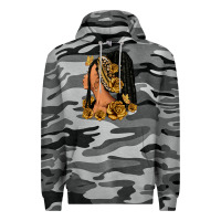Slate Camo Gold roses afro woman Premium Hoodie - RanaPortraitStore