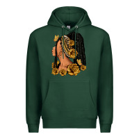 Sports Green Gold roses afro woman Premium Hoodie - RanaPortraitStore