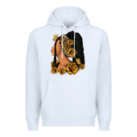White Gold roses afro woman Premium Hoodie - RanaPortraitStore