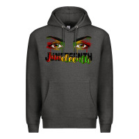 Charcoal Heather Juneteenth eyes Premium Hoodie - RanaPortraitStore