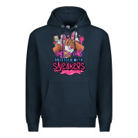 Navy Just a girl obsessed with sneakers Premium Hoodie - RanaPortraitStore