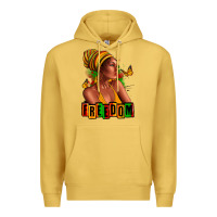 Antique Gold Juneteenth freedom afro woman Premium Hoodie - RanaPortraitStore