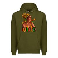 Army Green Juneteenth freedom afro woman Premium Hoodie - RanaPortraitStore