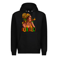 Black Juneteenth freedom afro woman Premium Hoodie - RanaPortraitStore
