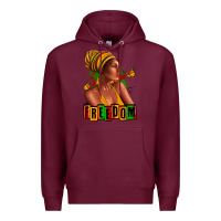 Burgundy Juneteenth freedom afro woman Premium Hoodie - RanaPortraitStore
