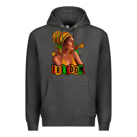 Charcoal Heather Juneteenth freedom afro woman Premium Hoodie - RanaPortraitStore
