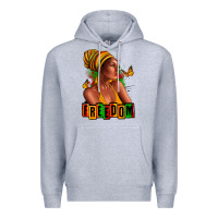 Heather Grey Juneteenth freedom afro woman Premium Hoodie - RanaPortraitStore