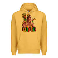Mustard Juneteenth freedom afro woman Premium Hoodie - RanaPortraitStore