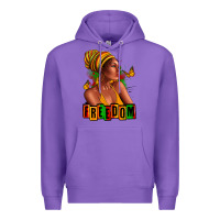 Purple Juneteenth freedom afro woman Premium Hoodie - RanaPortraitStore