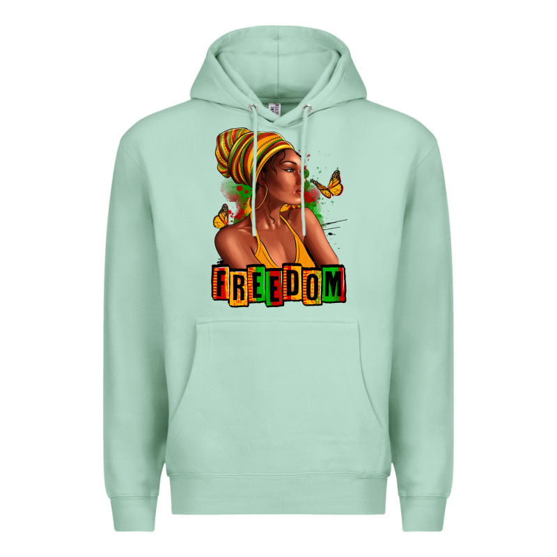 Juneteenth Freedom Afro Woman Premium Hoodie by RanaPortraitStore | Teevron