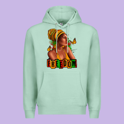 Juneteenth Freedom Afro Woman Premium Hoodie Designed By Ranaportraitstore
