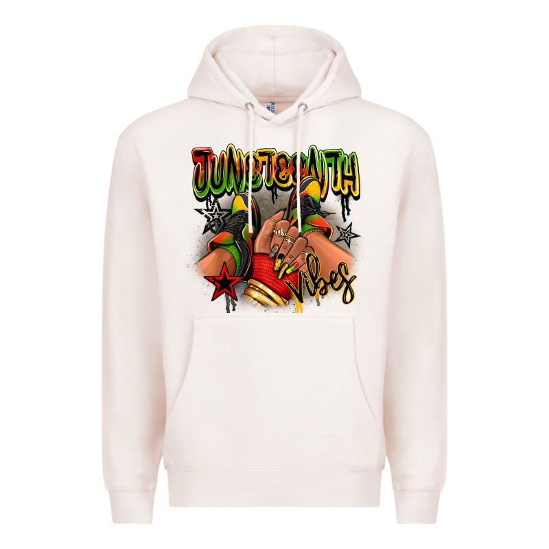 Juneteenth Vibes Black Girl Sneakers Premium Hoodie by RanaPortraitStore | Teevron