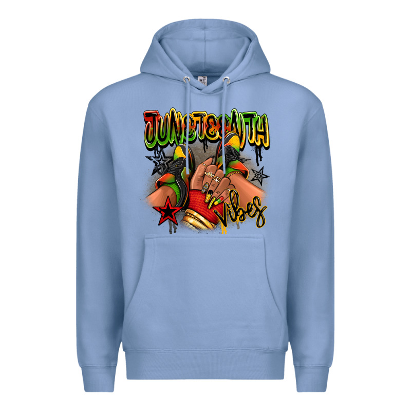 Juneteenth Vibes Black Girl Sneakers Premium Hoodie by RanaPortraitStore | Teevron
