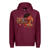 Burgundy Just blessed afro woman with roses Premium Hoodie - RanaPortraitStore