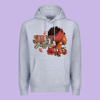 Just Blessed Afro Woman With Roses Premium Hoodie Designed By Ranaportraitstore