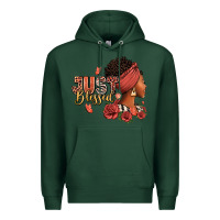 Sports Green Just blessed afro woman with roses Premium Hoodie - RanaPortraitStore