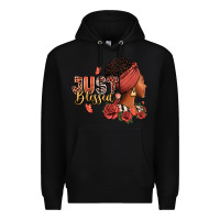 Black Just blessed afro woman with roses Premium Hoodie - RanaPortraitStore