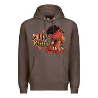 Coffee Just blessed afro woman with roses Premium Hoodie - RanaPortraitStore