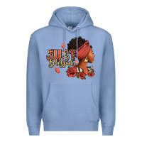 Colony Blue Just blessed afro woman with roses Premium Hoodie - RanaPortraitStore