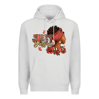 Dove Grey Just blessed afro woman with roses Premium Hoodie - RanaPortraitStore