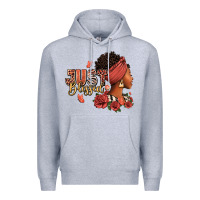 Heather Grey Just blessed afro woman with roses Premium Hoodie - RanaPortraitStore