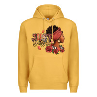 Mustard Just blessed afro woman with roses Premium Hoodie - RanaPortraitStore