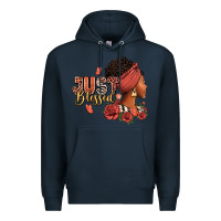 Navy Just blessed afro woman with roses Premium Hoodie - RanaPortraitStore