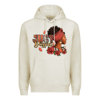 Oatmeal Heather Just blessed afro woman with roses Premium Hoodie - RanaPortraitStore