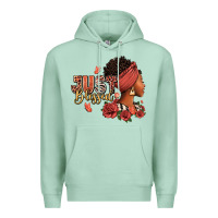 Seafoam Just blessed afro woman with roses Premium Hoodie - RanaPortraitStore