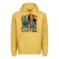 Antique Gold Just a girl who loves coffee Premium Hoodie - RanaPortraitStore
