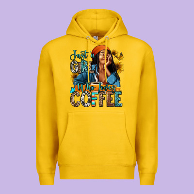 Just A Girl Who Loves Coffee Premium Hoodie Designed By Ranaportraitstore