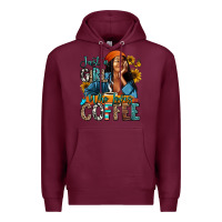 Burgundy Just a girl who loves coffee Premium Hoodie - RanaPortraitStore