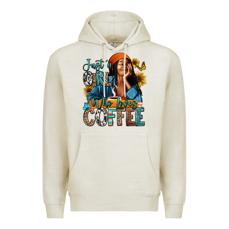 Just A Girl Who Loves Coffee Premium Hoodie by RanaPortraitStore | Teevron