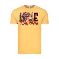 Vintage Mustard red black grey white love my tribe indian headdres Vintage Tee - Artiststas