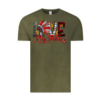 Red Black Grey White Love My Tribe Indian Headdres Vintage Tee | Teevron
