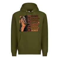 Army Green Melanin many shades of brown afro woman Premium Hoodie - RanaPortraitStore