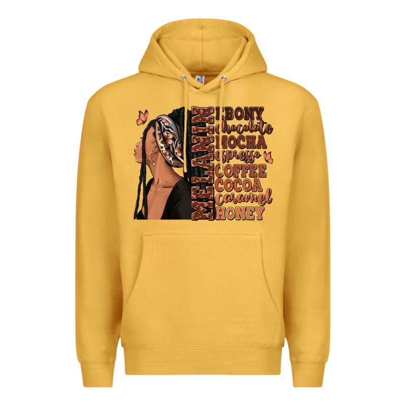 Melanin Many Shades Of Brown Afro Woman Premium Hoodie by RanaPortraitStore | Teevron
