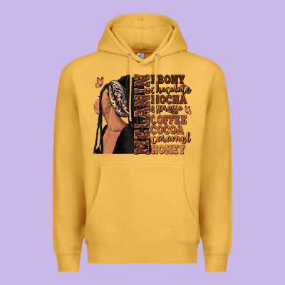 Melanin Many Shades Of Brown Afro Woman Premium Hoodie Designed By Ranaportraitstore