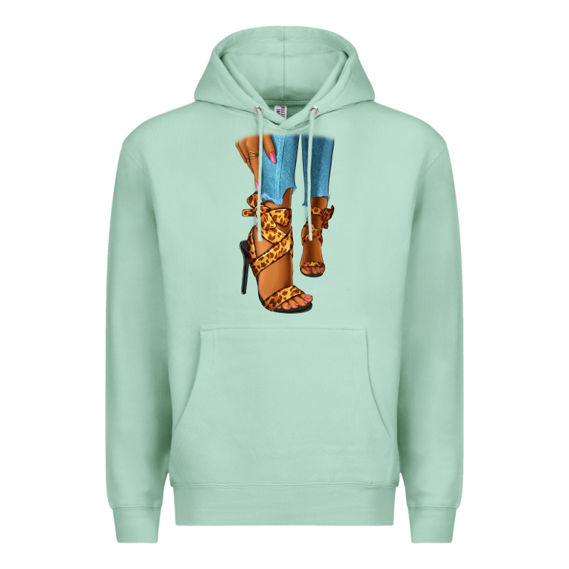 Leopard Heels Black Fashion Girl Premium Hoodie by RanaPortraitStore | Teevron
