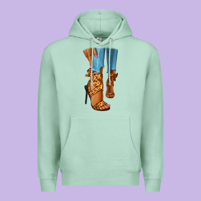 Leopard Heels Black Fashion Girl Premium Hoodie Designed By Ranaportraitstore