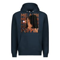 Navy Melanin poppin' afro woman Premium Hoodie - RanaPortraitStore