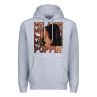 Heather Grey Melanin poppin' afro woman Premium Hoodie - RanaPortraitStore