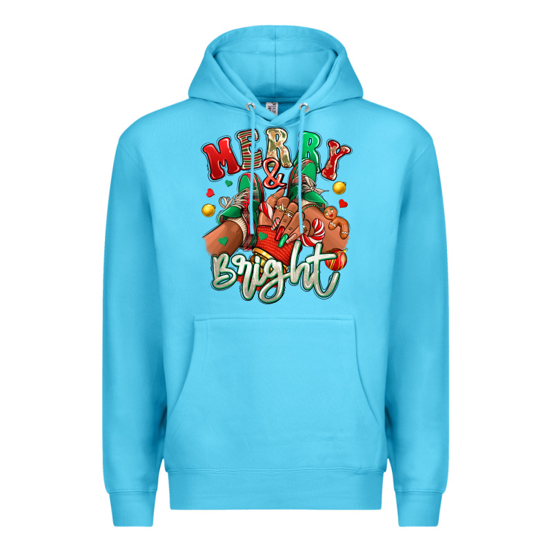 Merry And Bright Black Girl Sneakers Premium Hoodie by RanaPortraitStore | Teevron