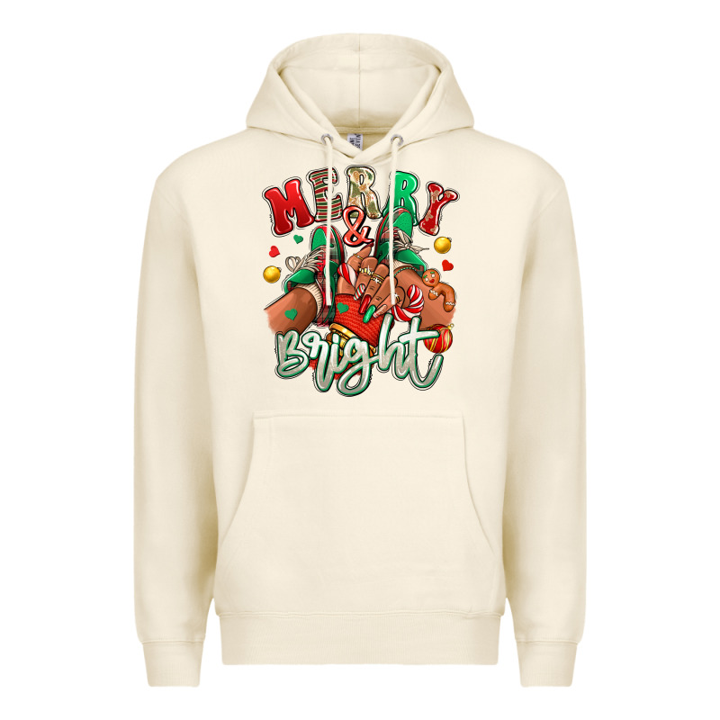 Merry And Bright Black Girl Sneakers Premium Hoodie by RanaPortraitStore | Teevron