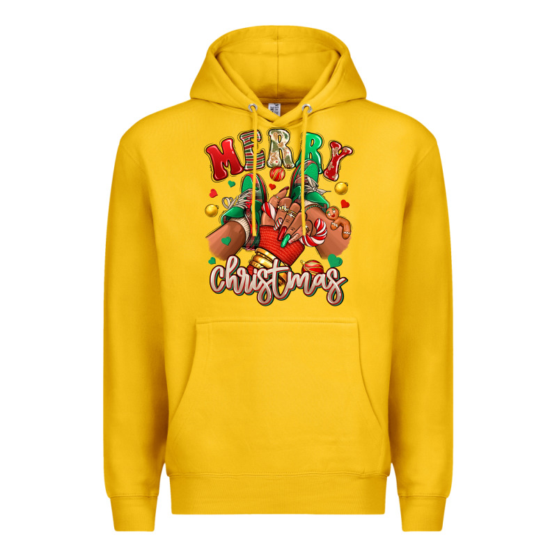 Merry Christmas Black Girl Sneakers Premium Hoodie by RanaPortraitStore | Teevron