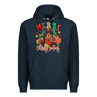 Navy Merry Christmas black girl sneakers Premium Hoodie - RanaPortraitStore
