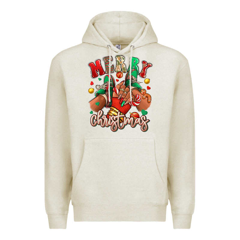 Merry Christmas Black Girl Sneakers Premium Hoodie by RanaPortraitStore | Teevron